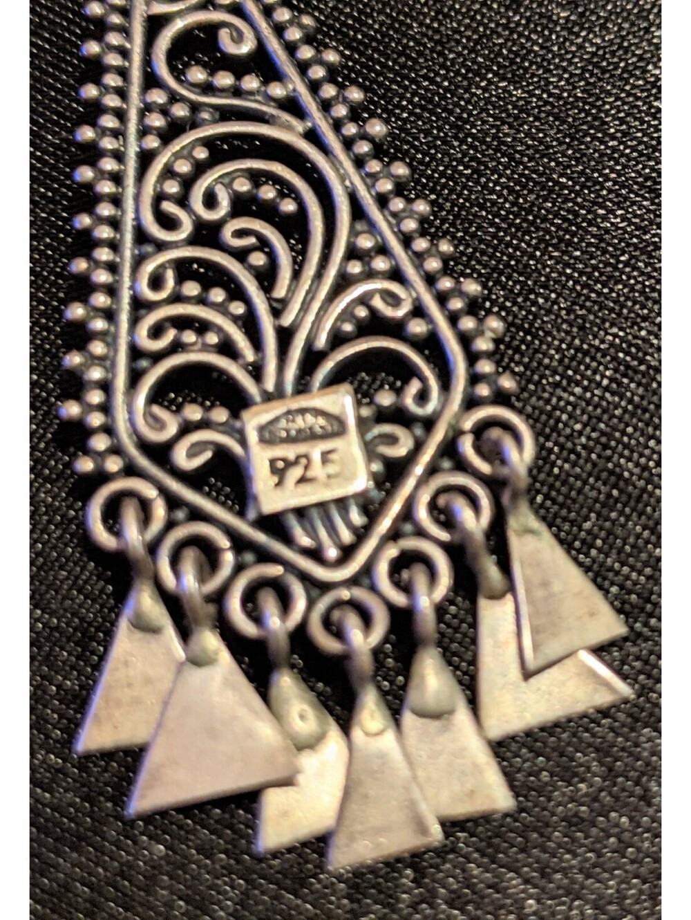Vtg Artisan Made 925 Sterling Silver Ornate Filigree Dangle Earrings 2.5" 5.88g - Picture 5 of 6